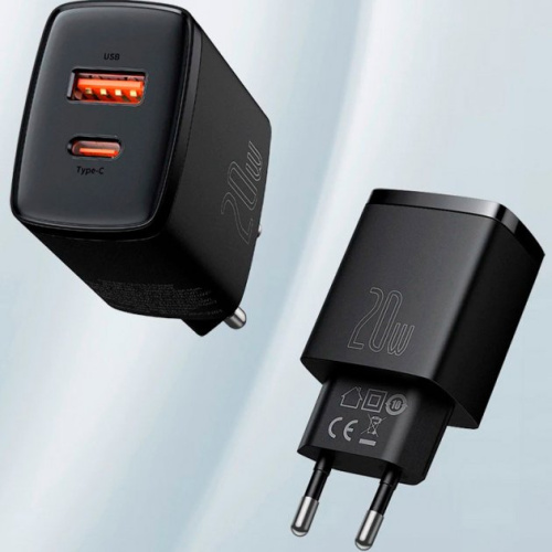 Мережева зарядка Baseus Compact Quick U+C 20w black: фото 2 - UkrApple