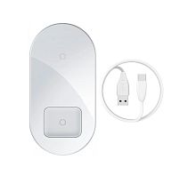 Бездротова зарядка Baseus Simple 2in1 18w (Phone+Phone/Phone+AirPods) white