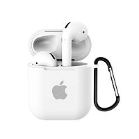 Чехол для AirPods/AirPods 2 silicone case with Apple White