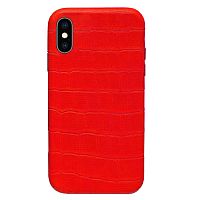 Чехол накладка xCase для iPhone X/XS Leather Case Full Crocodile Red