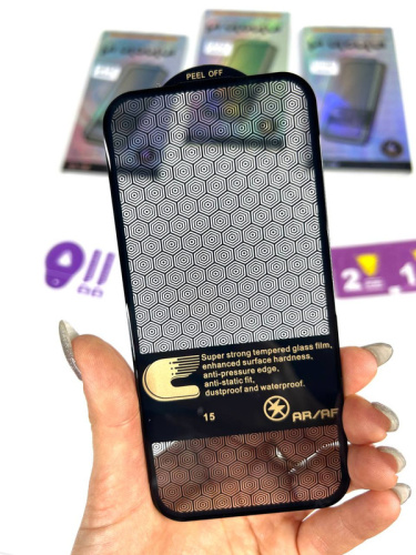 Захистне скло Protector ar af iPhone 15 Pro Мах black : фото 2 - UkrApple
