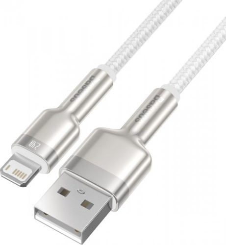 USB кабель Lightning 100cm Baseus Cafule Metal 2.4A white : фото 2 - UkrApple