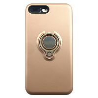 Чехол накладка  для iPhone Х/XS золотой с магнитным держателем и кольцо, плотный силикон