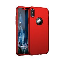 Чехол накладка xCase на iPhone X/XS Full Cover 360 Logo красный