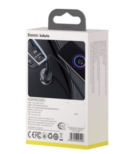 Автомобільня зарядка Baseus Circular Metal PPS 30W PD+USB black: фото 6 - UkrApple