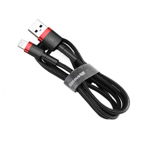 USB кабель Baseus Cafule Lightning  2.4A (100cm) Black-red - UkrApple