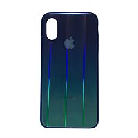 Чехол накладка xCase на iPhone X/XS Glass Shine Case Logo blue