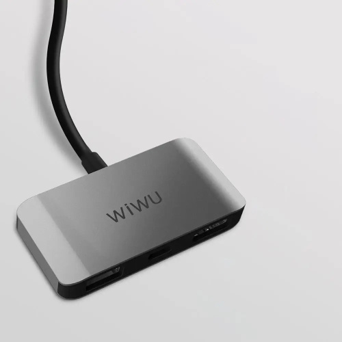 Перехідник adapter USB-C Hub 3in1 Wiwu C2H gray: фото 10 - UkrApple