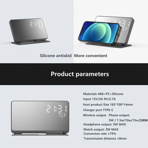 Бездротова зарядка стенд Smart Mirror 4 in 1 Fast 15W gray: фото 11 - UkrApple