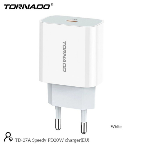 Мережевий зарядний пристрій Tonado Type-C PD20W TD-27A white - UkrApple