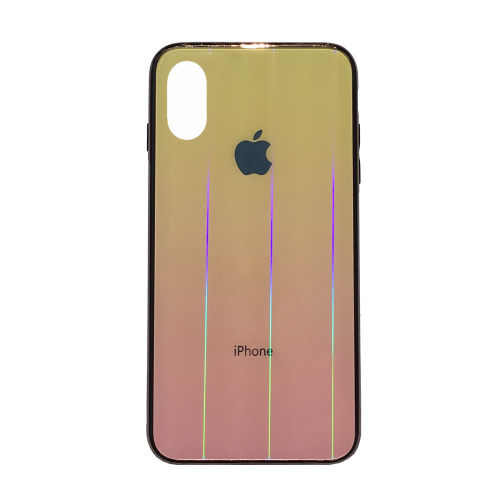 Чехол накладка xCase на iPhone X/XS Glass Shine Case Logo yellow - UkrApple