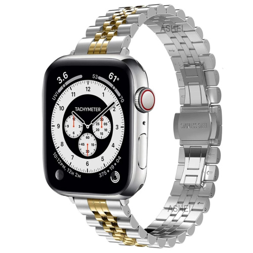 Ремінець для Apple Watch 38/40/41 mm Metall New 5-bead silver gold: фото 2 - UkrApple