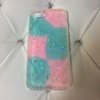 Чехол накладка на iPhone 7/8/SE 2020 блестки градиент голубой/розовый