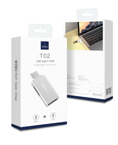 Перехідник adapter USB-C Hub Wiwu T02 silver: фото 9 - UkrApple
