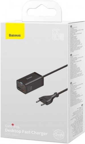 Мережева зарядка Baseus GaN3 Pro Type-C 2+2 USB 65W black: фото 14 - UkrApple