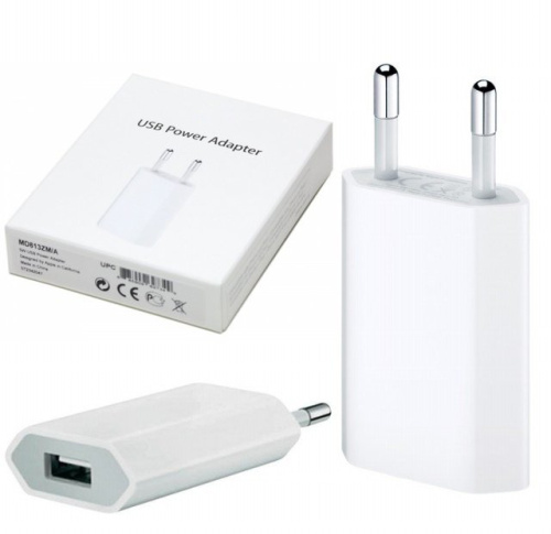 Мережева зарядка USB для iPhone 1A белый (paper box) MD813ZM/A - UkrApple