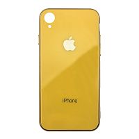 Чехол накладка xCase на iPhone XR Glass Case Logo Metallic yellow
