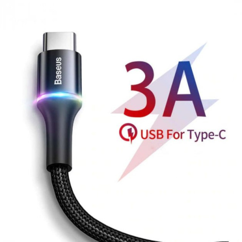 USB кабель Type-C Baseus Halo 3A 2M black: фото 3 - UkrApple