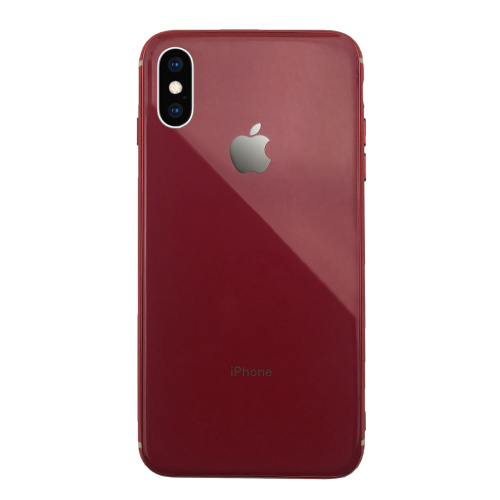 Чехол накладка xCase на iPhone X/XS Glass Silicone Case Logo red - UkrApple