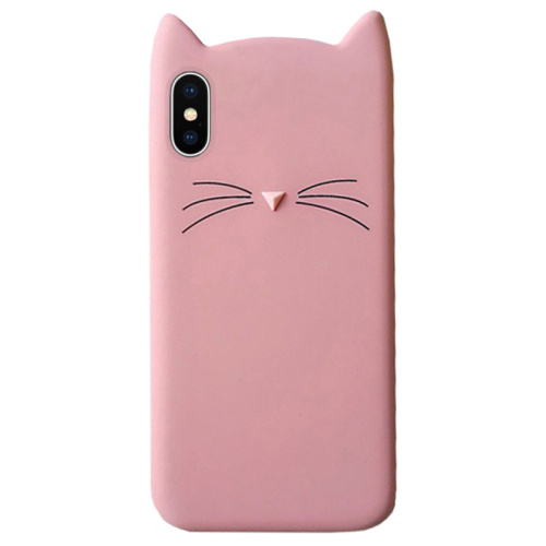 Чехол накладка xCase на iPhone X/XS Silicone Cat пудровый - UkrApple