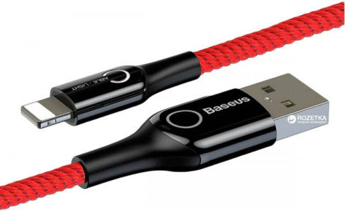 USB кабель Lightning 100cm Baseus C shaped Power-off 2.4A red: фото 3 - UkrApple