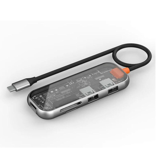 Перехідник adapter USB-C Hub Cyver 5in1Wiwu CB005 gray: фото 6 - UkrApple