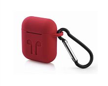 Чехол для AirPods/AirPods 2 silicone case logo wine red с карабином