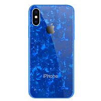 Чехол накладка xCase на iPhone XS Max Glass Marble case blue