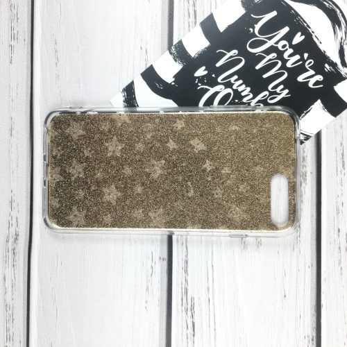 Чехол накладка на iPhone 6/6s черный, золотые звезды, плотный силикон: фото 2 - UkrApple