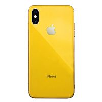 Чехол накладка xCase на iPhone X/XS Glass Silicone Case Logo yellow