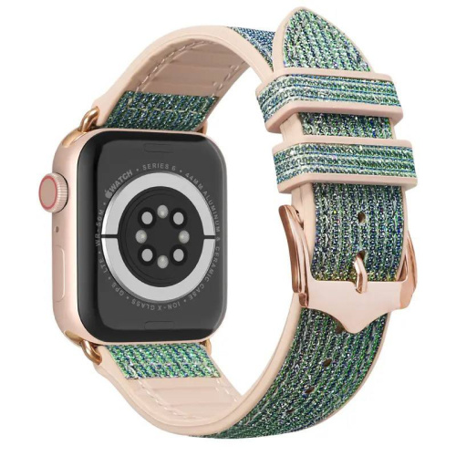Ремінець для Apple watch 42/44/45/49 mm Chameleon shine silver dark green  - UkrApple
