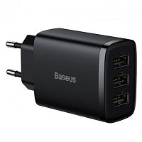 Мережева зарядка Baseus Compact 3USB 17W black