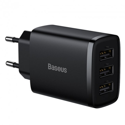 Мережева зарядка Baseus Compact 3USB 17W black - UkrApple