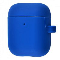 Чохол для AirPods 1/2 silicone slim с карабином blue cobalt