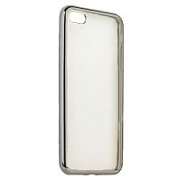 Чехол накладка на iPhone 6/6s прозрачный силикон с ободком, серый