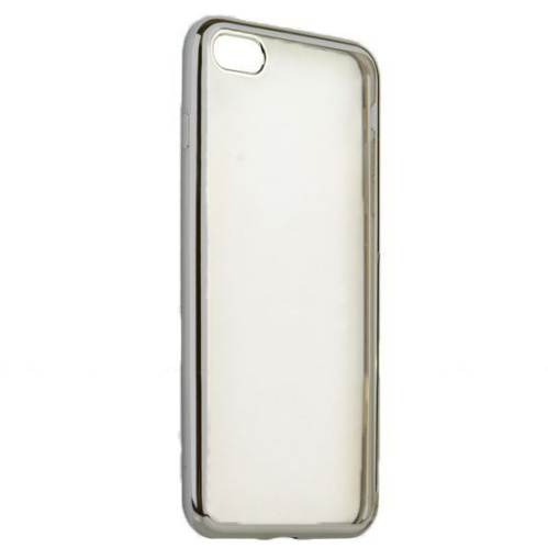 Чехол накладка на iPhone 6/6s прозрачный силикон с ободком, серый - UkrApple
