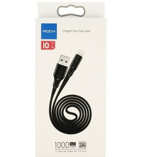 USB кабель Lightning 100cm Rock S1 2.4A black  - UkrApple
