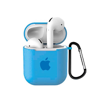 Чехол для AirPods/AirPods 2 silicone case with Apple Blue