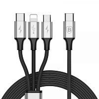 USB кабель Baseus Fast 3-in-1 Rapid Series Type-C+Lightning+Micro 3A 1.2m Black