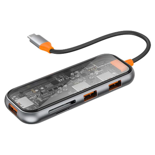 Перехідник adapter USB-C Hub Cyver 5in1Wiwu CB005 gray: фото 2 - UkrApple