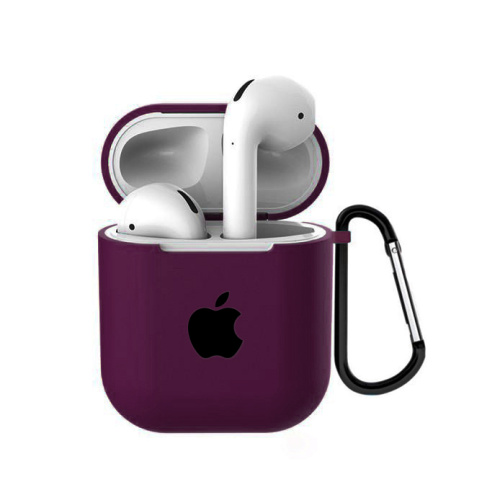 Чехол для AirPods/AirPods 2 silicone case with Apple Marsala с черным ябл. - UkrApple