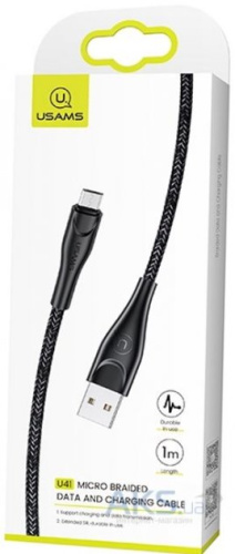 USB кабель Micro USB 200cm Usams Braided Cable U41 black - UkrApple