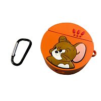 Чехол для AirPods/AirPods 2 silicone case 3D series Tom&Jerry orange
