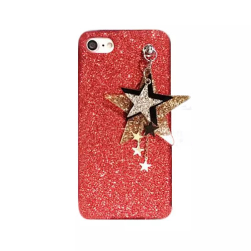 Чехол накладка на iPhone 6/6s красный с брелком"большая звезда", плотный силикон - UkrApple