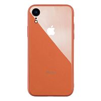 Чехол накладка xCase на iPhone XR Glass Pastel Case Logo peach