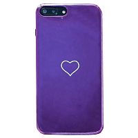 Чехол накладка на iPhone 7/8/SE 2020 фиолетовый зеркальный с сердцем