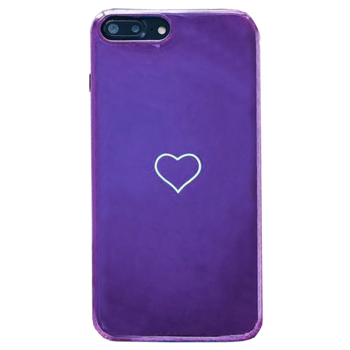 Чехол накладка на iPhone 7/8/SE 2020 фиолетовый зеркальный с сердцем - UkrApple