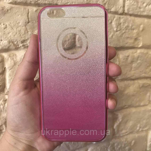 Чехол накладка на iPhone 6/6s градиент розовый с розовым ободком - UkrApple