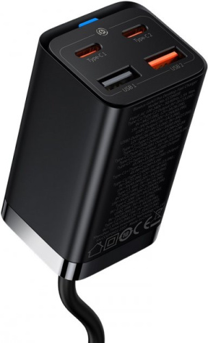 Мережева зарядка Baseus GaN3 Pro Type-C 2+2 USB 65W black: фото 4 - UkrApple