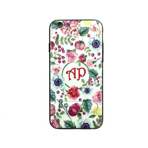 Чехол накладка на iPhone 6/6s с подставкой, цветы "АР", плотный силикон - UkrApple